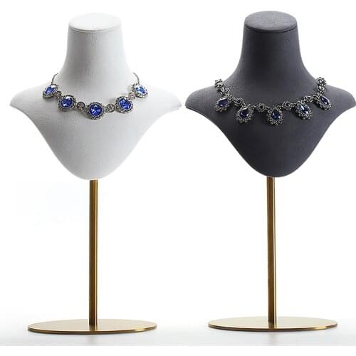 Jewelry Display Organizer Stand Microfiber Bust Necklace Pendant Half Body Show Case for Business Shows