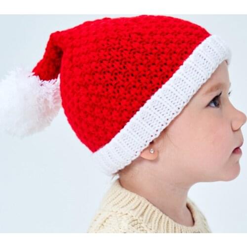 Acrylic fibers Christmas Hat For Childrens & Adult Santa Hats White & Red New Year Decoration Kids Gift Holiday Party Supplies