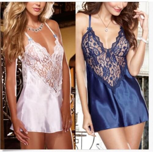 Sexy red lingerie underwear women hot erotic for body sexy lace tassel deep V lotion hang neck backless dress sexy nightwear