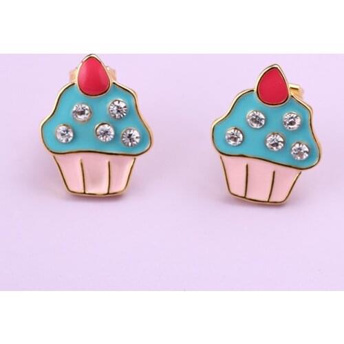 Clip Earrings For Girls New Style Cake Stud Clip On Earrings Non Pierced Ears Small Cute Food Korean Jewelry For Little Kids