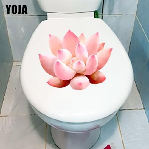 YOJA 22.1*18.2CM Fresh Pink Succulents Living Room Wall Decal Home Decor Toilet Seat Stickers T1-1134