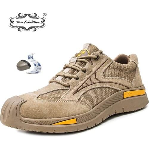 New Exhibition Mens Safety Shoes Anti-piercing Steel Toe Work Sports Shoes Men Wear-Resistant Soft Indestructible Working Boots