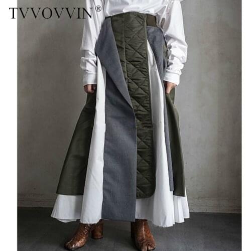 TVVOVVIN Autumn 2020 New Spring High Quality Fashion A-Line Splicing Casual Personality Womens Half Skirt Oversized M97R
