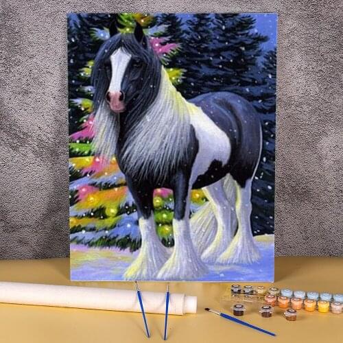 Animal Horse DIY Painting By Numbers Package Acrylic Paints 40*50 Picture By Numbers Photo Wall Decoration For Wholesale