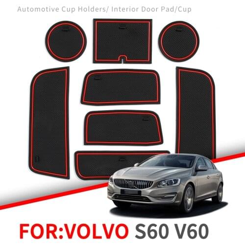 ZUNDUO Anti-Slip Gate Slot Mat for Volvo S60 V60 2011 ~ 2018 Accessories Rubber Cup Holders Non-slip mats