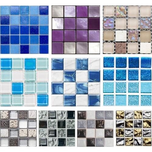 10pc 3d Crystal Tile Stickers Diy Waterproof Self-adhesive Wall Stickers For Kitchen And Bathroom Backsplash Kitchen Accessories