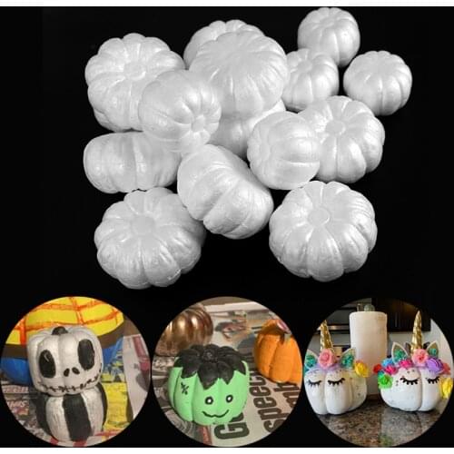 10pcs 6/8cm White Foam Pumpkin Models Polystyrene Styrofoam Artificial Pumpkins Halloween Decoration DIY Handmade Craft for Kids
