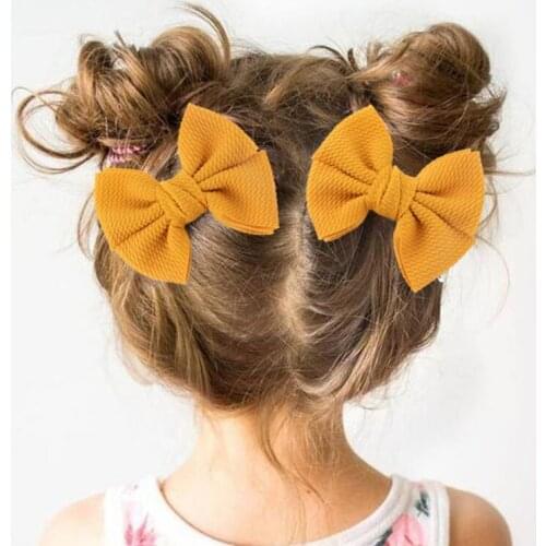 2PCS/lot 11CM Colorful Seersucker Waffle Hairpins Bow Knot Boutique Hair Accessories For Kids Girls Fashion Head Wear with Clips