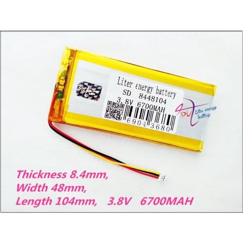 3 thread 8448104 3.8V 6700MAH (polymer lithium ion battery) Rechargeable batteries Li-ion battery for tablet pc