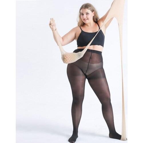 3D Ultra-thin Tights for Women Large Size Summer Sexy Super Elastic Transparent Widen Waist Big Nylon Pantyhose Plus Size