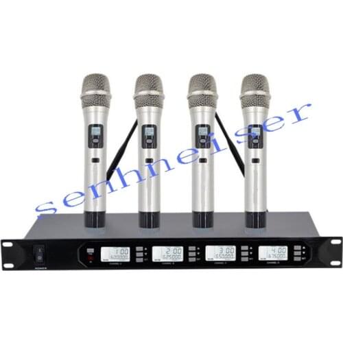 4 channel Wireless microphone system professional UHF channels dynamic microphone professional 4 karaoke microphone