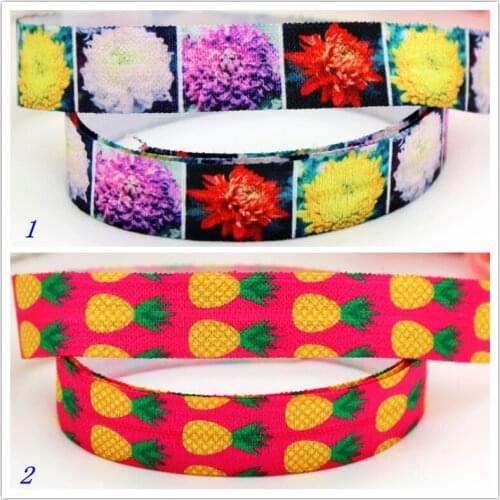 5/8'' Free shipping Fold Elastic FOE chrysanthemum pineapple printed headband headwear hairband decoration wholesale OEM S474