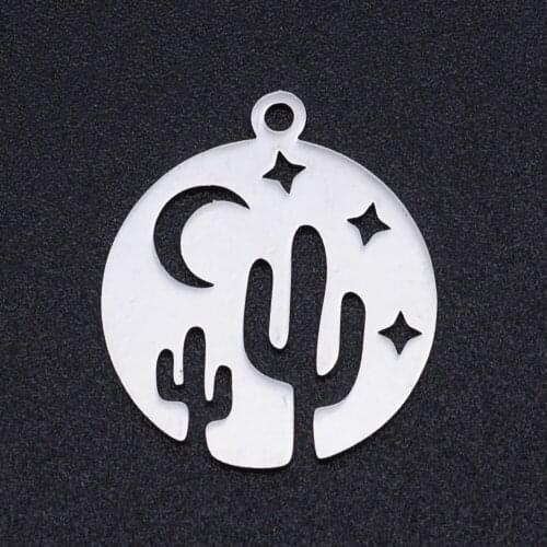 5pcs/lot 100% Stainless Steel Cactus Charms Wholesale Jewelry Making Charms Accept OEM Order