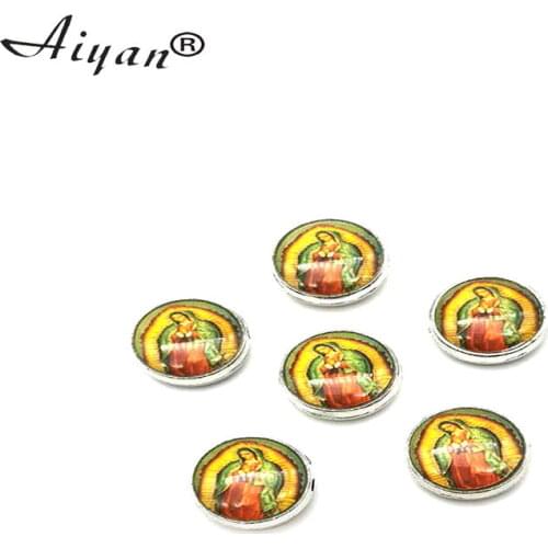 50Pcs Religion1.2Round Straight Hole Two Side Dripping Oil Alloy Parts Religious Figures Many Pictures Are Available For Chose