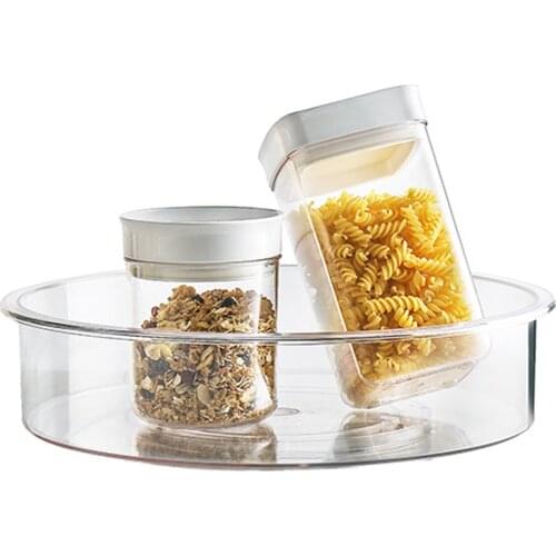 9 Inch 360 Rotating Rack Plastic Storage Box Kitchen Seasoning Bottle Fruit Cosmetic Storage Box Practical Plastic Storage Box