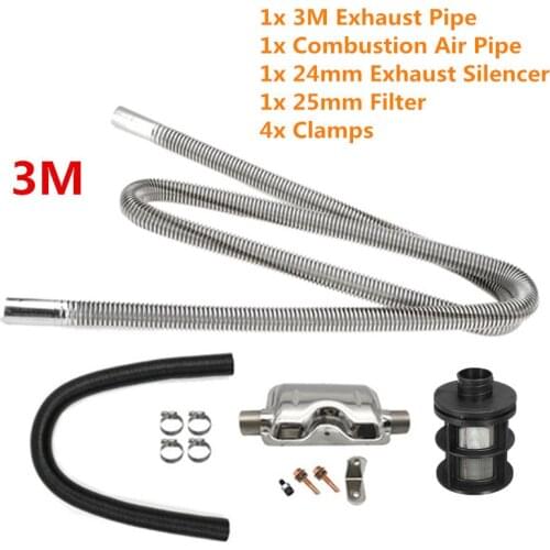 Car Diesel Parking Heater 300cm Pipe + 24mm Exhaust Silencer + 25mm Air Filter Kit For Air Diesel Heater For Webasto Eberspacher