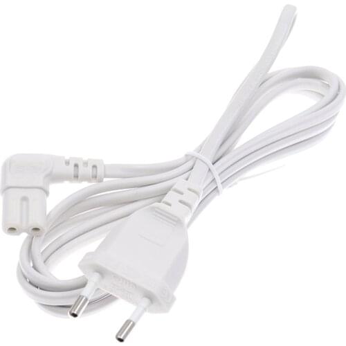 White 2m EU Euporean 2 Prong Plug to IEC320 C7 Figure 8 Angle Adapter Power Extension Cable Cord for Samsung Philips Sony LED TV