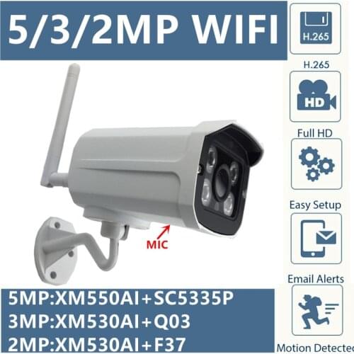 Wireless WIFI 5MP 4MP 2MP XM550AI+SC335E IP Metal Bullet Camera 2592*1944 WaterProof IP66 Outdoor IRC 8-128G SD XMEYE iCsee P2P