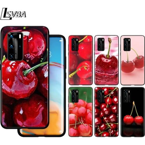 Cherry Fruit For Huawei P40 P30 P20 P10 Pro Lite E Plus 4G 5G P9 P8 Lite P Smart Z S Plus Soft Black Phone Case