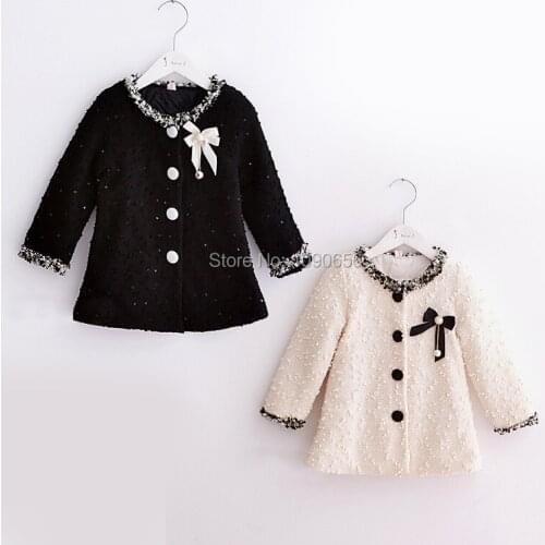 Hooyi Girls Cardigan Children Jacket Dot Butterfly Kids Coats Fashion Infant Blouses Outfits Beige Black 2 3 4 5 6 7 Year