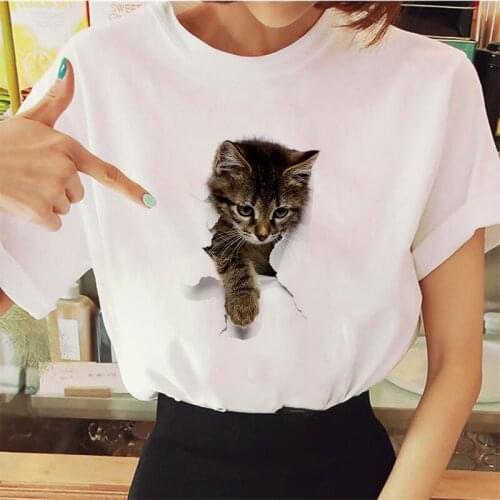 3d Cat Printed Anime T-shirt Women Summer Casual Loose Short Sleeve O-neck Tee Shirts Plus Size Funny Kawaii Clothing Tshirt Top