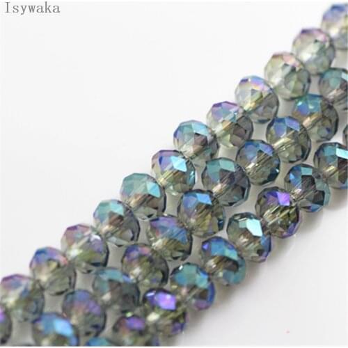 Isywaka Clear Green Color 6*8mm 72pcs Rondelle Austria faceted Crystal Glass Bead Loose Round Bead for Jewelry Making
