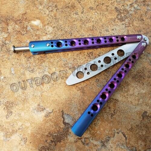 Most classic butterfly trainer knife BM40 BM42 BM43 BM46 Purple+Gradient Colorful T4 titanium handle 440C blade Jilt knife tool