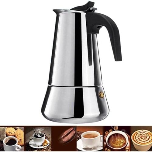 2/4/6/9 Cups Coffee Pot Stainless Steel Mocha Espresso Latte Stovetop Filter Moka Coffee Maker Coffee Pot for Kitchen WF1111
