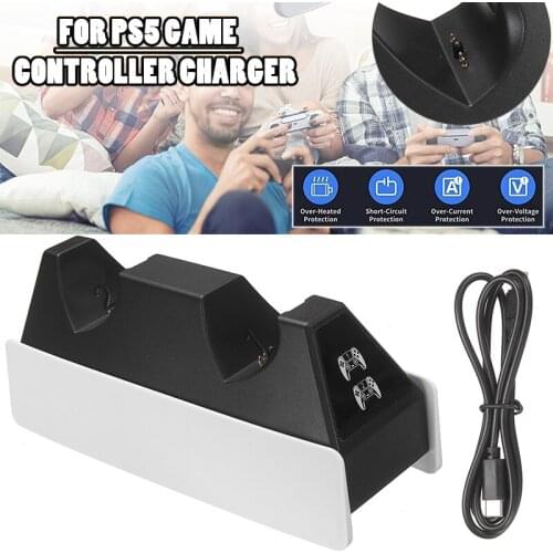 Mayitr 1pc Portable Wireless Controller Charger Stand Dual Charging Station Dock For PlayStation 5 Game Handle