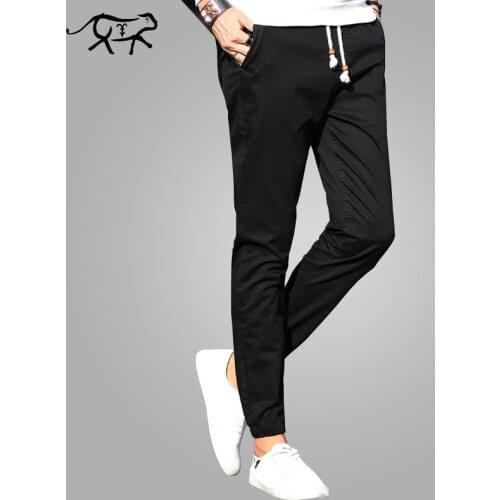 2018 New Brand Pants Men Cotton Summer Solid Pants for Male Casual Mens Trousers Elastic Slim Fit Sweatpants Fashion mens pants