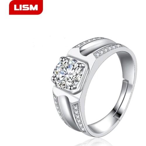 2019 New Fashion Adjustable Classical Silver Plated Cubic Zirconia Men Ring Male Finger Rings for Mens Gift with Silver Color
