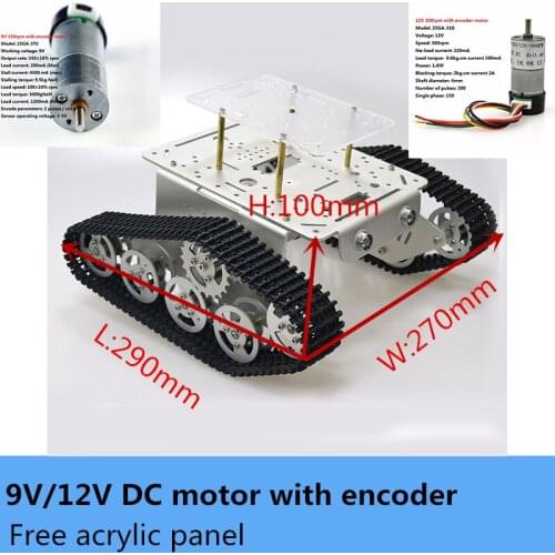 DIY Metal Tracked Rc Tank Chassis Kit + 9V/12V DC Motor With Encoder T300 Smart Crawler Robot Platform Free Acrylic Panel Toy