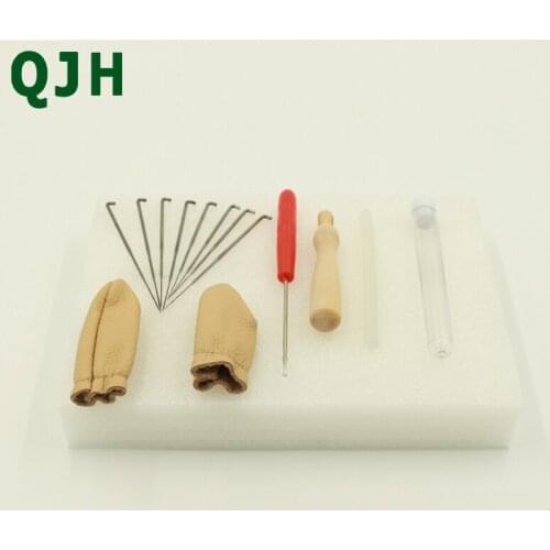 New 14pcs/set fibre Needle Felting Starter Kit Wool Felt Tools Mat + Needle +Awl+ finger sleeve+Glue stick Poke poke happy