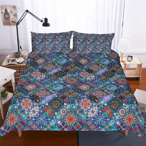 Bohemian style duvet cover set King size Bedclothes fish scale pattern print bedding set queen size