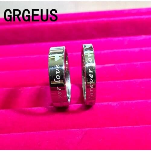 Never fade engagement gold silver plated forever Love letter jewerly accessories Women Men wedding Couple Rings