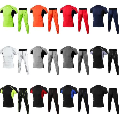 NEW Sport Suits Mens Sportswear T Shirts+pants Running sets Clothes Sports Joggers Training Gym Fitness Tracksuits Running Set