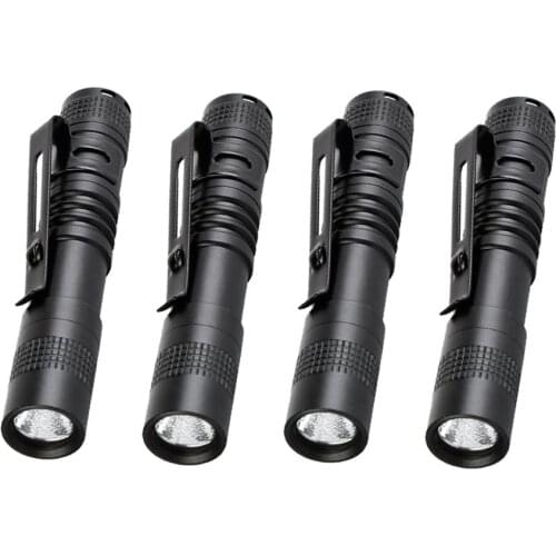 Pocketman Slim Portable XPE-R3 2000LM Mini LED Flashlight Tactical Flashlight Belt Clip Pen Light(9cm/13.3cm) 4pack