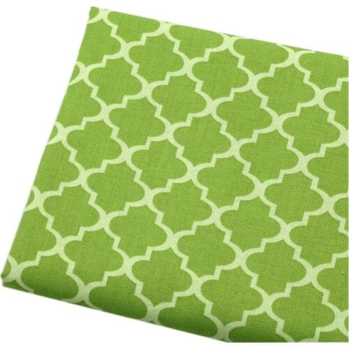 Half Meter Green Geometric Design Cotton Fabric For Quilting Patchwork Sewing Cloth DIY Cushions Pillows Cover Bags Material
