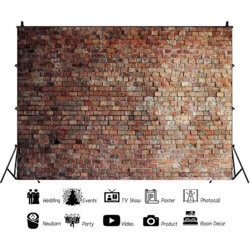 Retro Brown Old Simulation Brick Wall Portrait Photo Background Photographic Vinyl Backdrop Photocall Studio Booth Props
