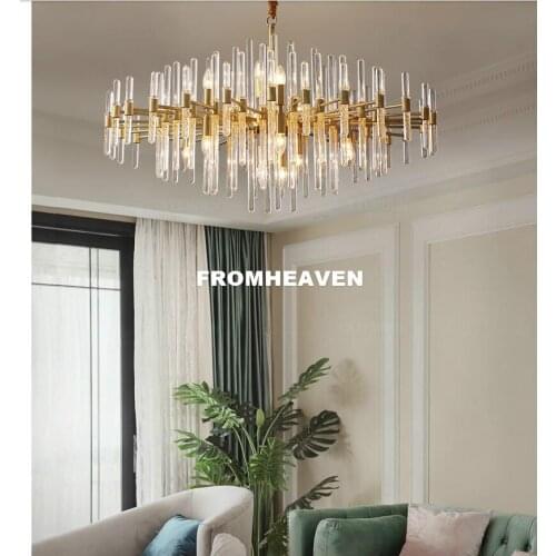 Nordic Creative Copper Pendant Light Modern foyer Bedroom Bronze Luxury Hanging Lamp Clear Glass Crystal Lampshade Pendant Lamp