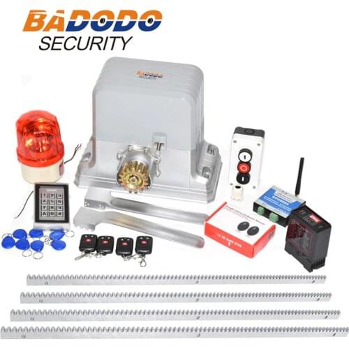 Heavy duty residential gear system 1800kgs electric sliding gate opener / door motor with 4m steel racks keyfobs kit Optional