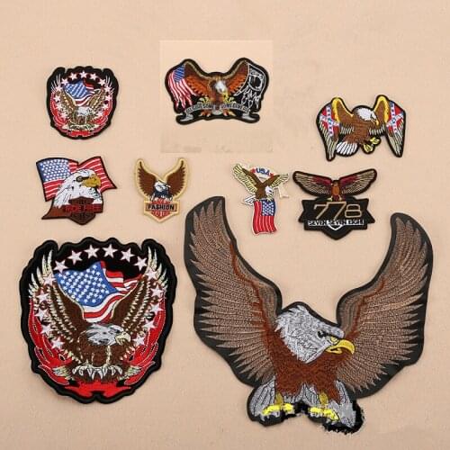 Iron-On Patches Embroidery Hawk Flying Patch of Sticker Game Patch Glede DIY Handmade for Clothes