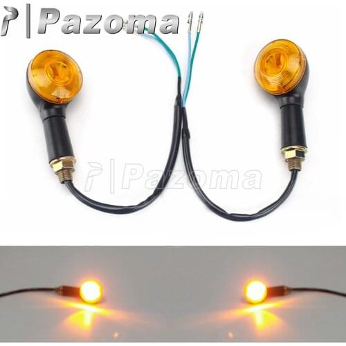 Universal 10mm Motorcycle Turn Signals LED Indicator Light for Honda Yamaha Suzuki Kawasaki Ducati Cafe Racer Amber Lens Blinker