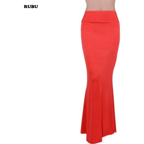 New arrive 2017 Autumn And Winter Package Hip Skirt Women Slit Step Stretch Female Slim Thin Waist Long Skirts Solid Color Skirt