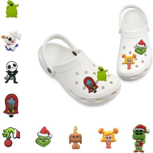1-5pcs Halloween Christmas PVC Shoe Charms Skull Ghost Shoe Accessories Clog Decorations Ornaments Fit Garden Slipper Wristbands
