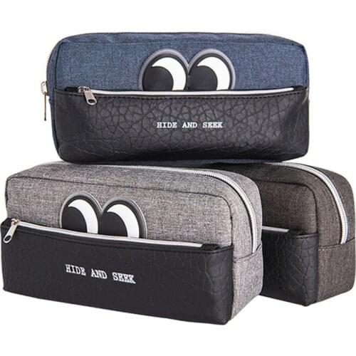 1pcs Nylon Cloth Pencil Bag High capacity Pencil Case With Zipper Pen Case School Stationery Box for students 3 colors