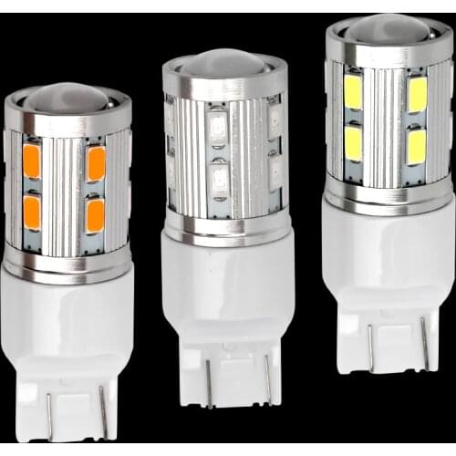 1PC Super Bright T20 W21/5W 7443 16 LED 5630 5730 smd Projector Lens auto brake light fog lamp car daytime running light 12V