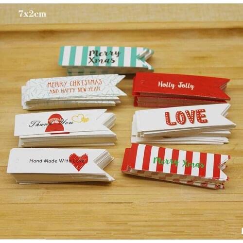 100Pcs DIY Handmade Christmas Labels Hang Tags Gift Wrapping Paper Tag Lovely Party suppiles tag Cards Xmas Decoration tag