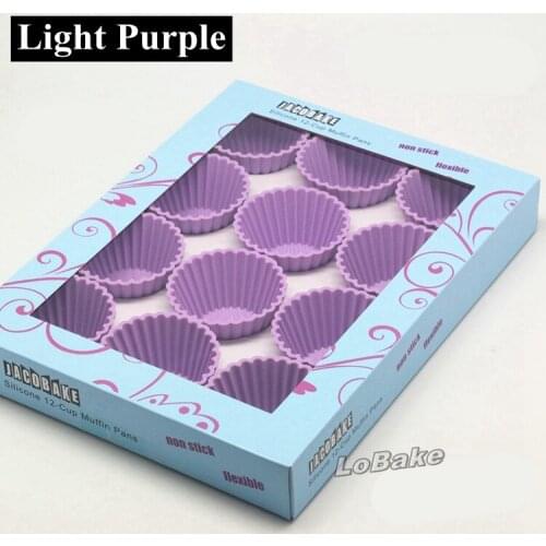 12 pcs/set) Light Purple favorbale thick best quality silicone muffin cupcake liners small thickening cake cup for DIY cupcakes
