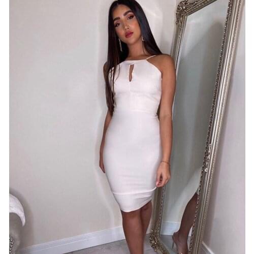 2021 Women Bodycon Sexy Dress Streetwear Dress Summer Sleeveless Round Neck Club Dress Backless Lace Hollow Out Dresses